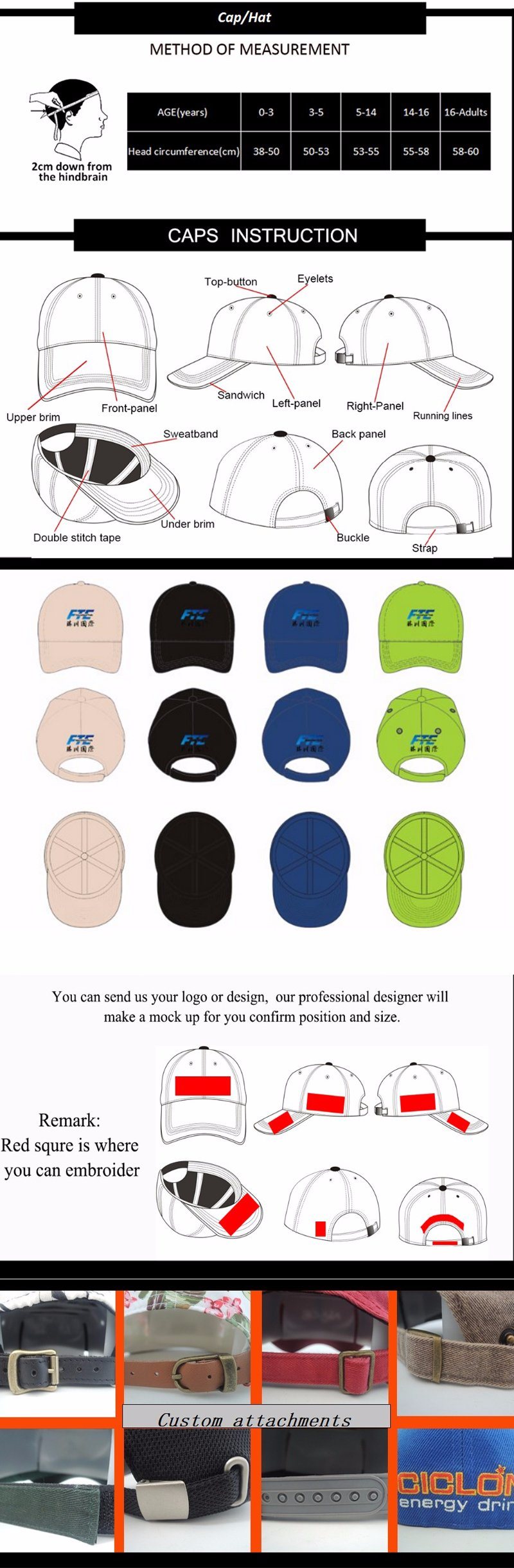 3D Promotion Embroidery Polo Baseball Cap with Metal Buckle